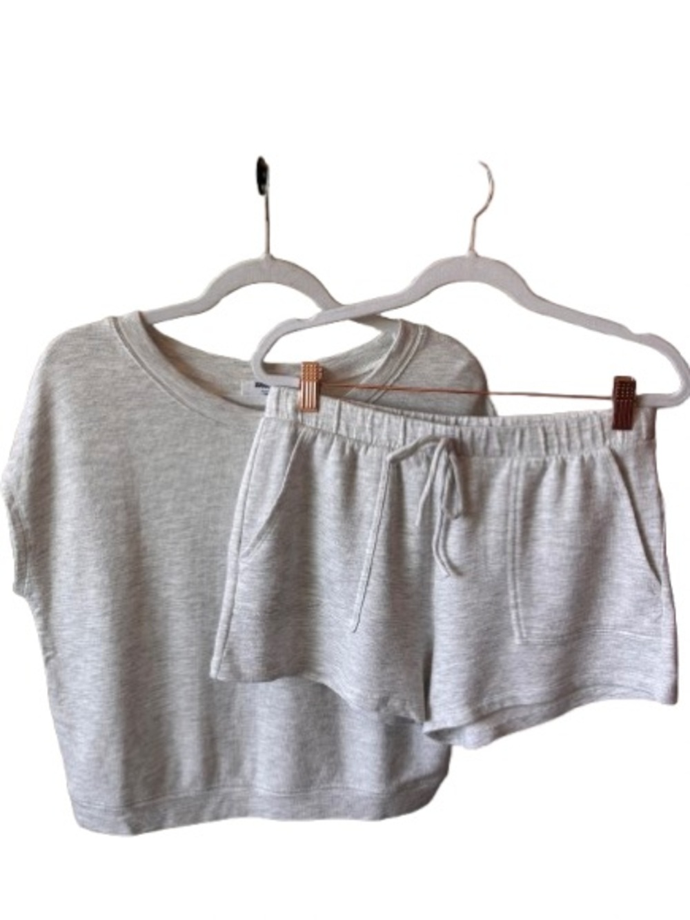 Double Zero Heather Gray Knit Top and Matching Drawstring Shorts Size M